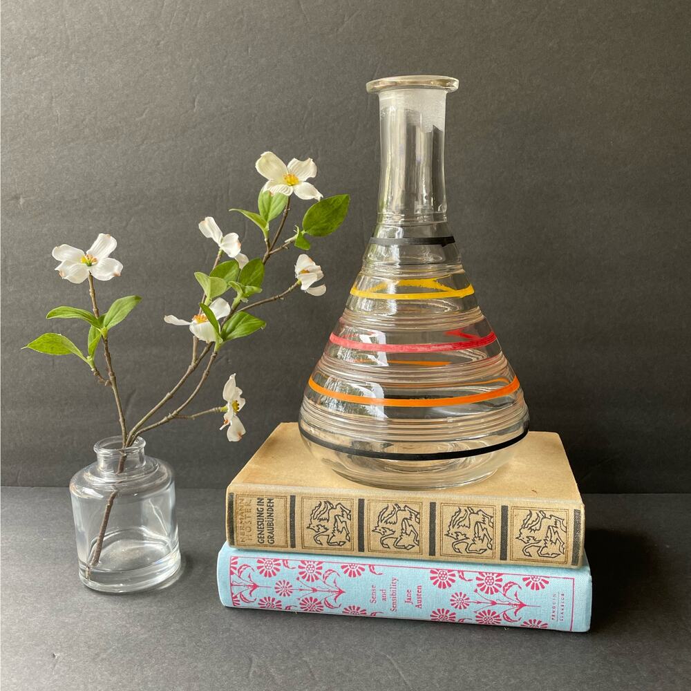 Vintage Anchor Hocking Banded Ring Flask Decanter No Stopper